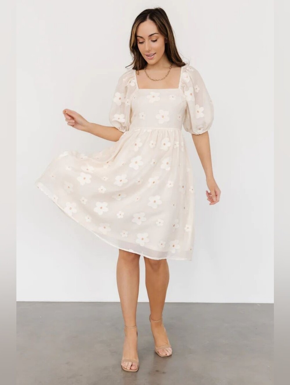 Baltic Born | Daisy Short Dress In Vintage Cream Floral Size Large